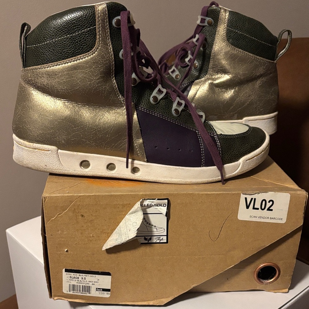 Vans Metallic Gold and Purple High-Top Sneakers